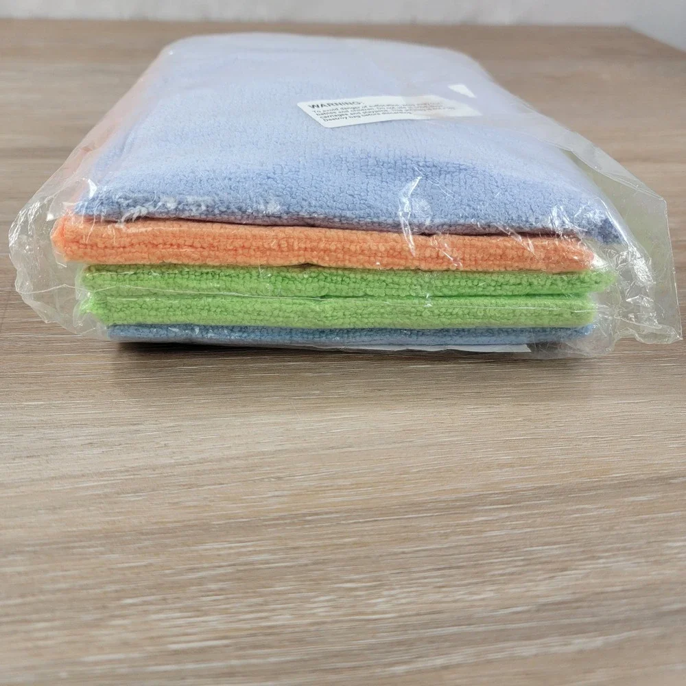 5 Pack Microfiber Cleaning Cloths V95 Blue Green Orange Reusable Multi-Surface - Picture 3 of 4
